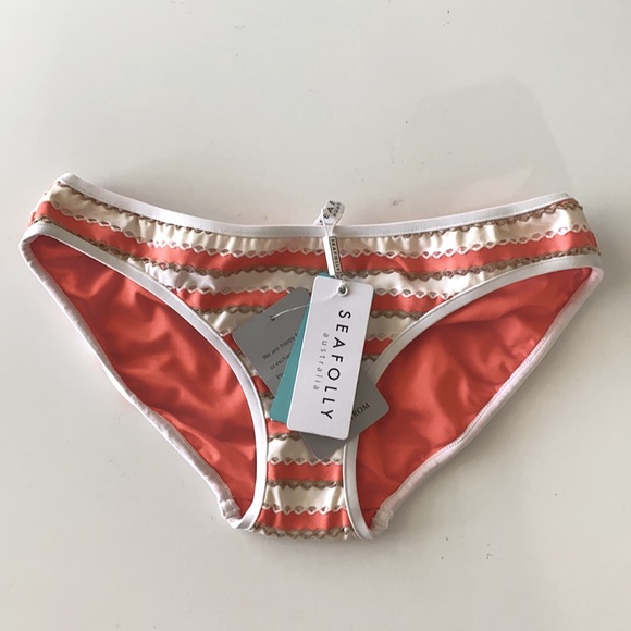Seafolly Coast to Coast Hipster Women's Bikini Striped Swim Bottom NWT Size: 4 - Picture 2 of 6